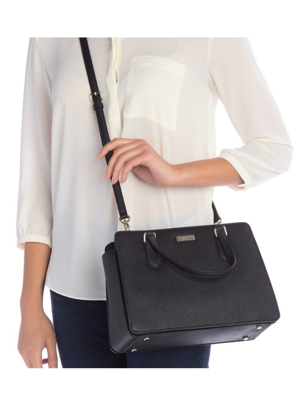 Kate Spade New York Laurel Way Reese Satchel Bag In Black EUC Saffiano Leather